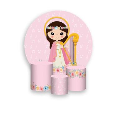 Imagem de Painel De Festa Redondo 1,50x1,50 + Trio De Capas Cilindro - Santa Cec