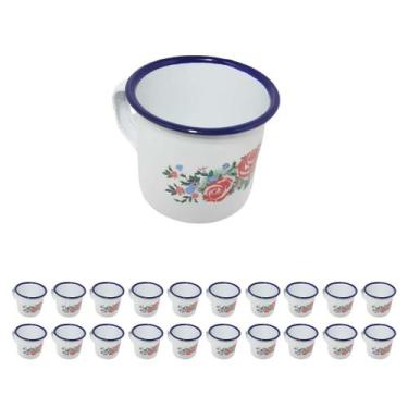 Imagem de Kit 20 canecas café esmaltada branca 150ml retrô - YAZI