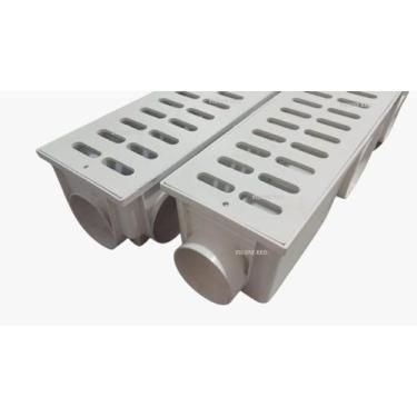 Imagem de Grelha Pluvial mod. 15x100 Plástico Branco (2 peças 15x50) c/ Caixa Co