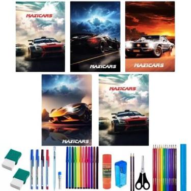 Imagem de Kit 10 Caderno Cars Brochurão Capa Dura 96 Folhas+ 36 Itens - Maxima c