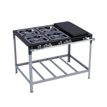 Imagem de Fogão Industrial 4 Bocas 30x30 Com Chapa S2000 Metalmaq, Gás Natural
