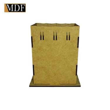 Imagem de Cachepot Borda Ondulada Passa Fita M 10x10x12 Laser Mdf Madeira - ATAC