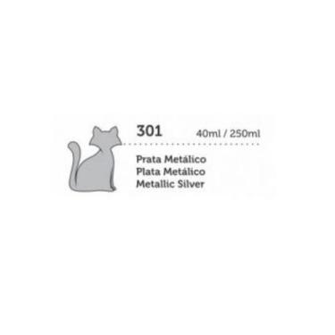 Imagem de Tinta para Tecido Metálica 40ml Artística Artesanato Gato Preto, PRATA