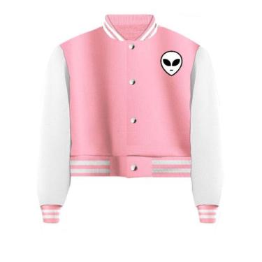 Imagem de Jaqueta Cropped Moletom Et Feminina Colegial - Calttony, M, Rosa bebê