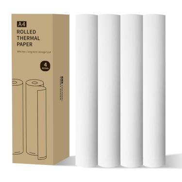 Imagem de LINGLONG rolos de papel térmico a4, secagem rápida, mais espessos e a fonte é mais clara para tornar a qualidade de impressão, impressoras térmicas a4 portáteis amplamente compatíveis ([A4] 4 rolos,