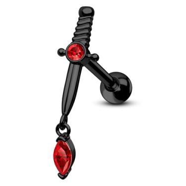 Imagem de CM Crareesi Mania Brincos de hélice de adaga de aço inoxidável 316L, brincos de cartilagem, brincos de hélice, joias para mulheres, brincos de hélice de 16 g, Metal, Zircônia cúbica