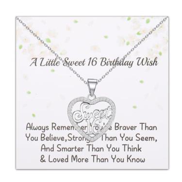 Imagem de FUSTMW Colar Sweet 16 Presentes de Aniversário de 16 Anos para Meninas Doces 16 Joias Presentes de Aniversário para Meninas de 16 Anos, Small, Aço inoxidável, nagem