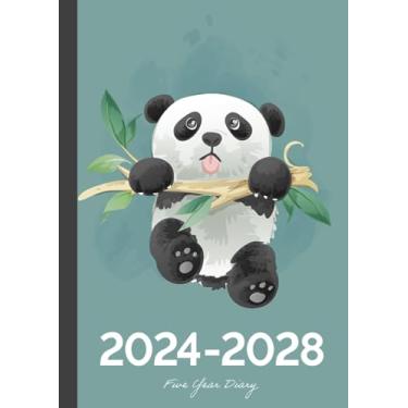 Imagem de 5 Year Diary 2024-2028 | A4 Cute Panda Hanging On: Month to View Planner with UK Holidays, Moon Phases, Birthdays & Celebrations, Contacts, Passwords (Five Years)