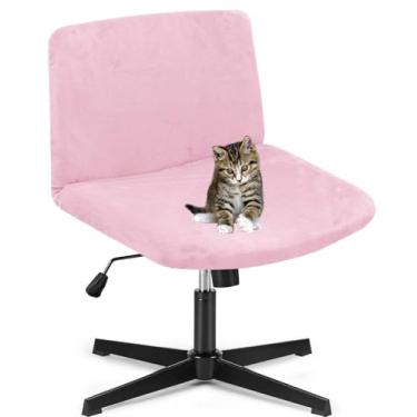 Imagem de Deisy Dee Capas de cadeira de escritório com pernas cruzadas de veludo - Atualize sua cadeira de trabalho de computador sem braços com capas elásticas de veludo macio e vibrante - Transforme seu