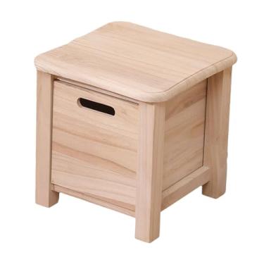 Imagem de Bothyi Banco de armazenamento de madeira com gaveta, estável, decorativo, com bordas arredondadas, pequeno banco doméstico para quarto, escritório, entrada, Madeira, 30cmx30cmx30cm
