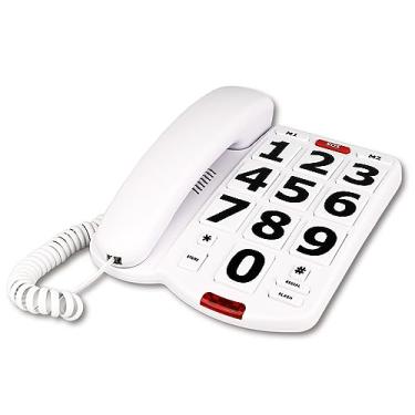 Imagem de Telefone com fio de botão grande, os melhores telefones fixos para idosos, volume ajustável, anel e alto-falante extra altos, telefones fixos domésticos, branco