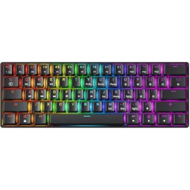 Imagem de Teclado Mecânico GK61, Gateron Yellow Switch, Preto