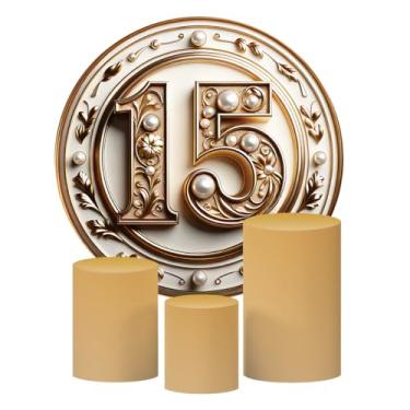 Imagem de Kit 4 Capas Decorativas Para Festa de 15 Anos Sublimado Várias Estampas - Tecido Premium - Para Festas, Eventos e Datas Comemorativas. (Nude)
