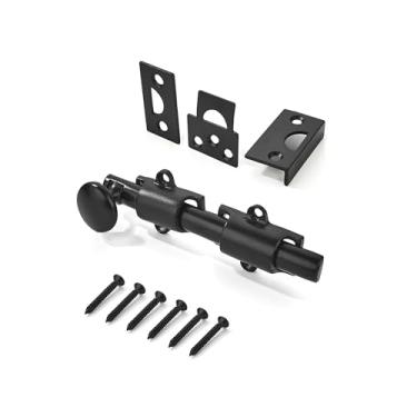 Imagem de khtumeware Pacote com 2 Unidades de 6", Travas Deslizantes de Superfície de Porta Holandesa de Latão Maciço Preto Fosco E Parafusos de Superfície Deslizante, Parafusos de Superfície Deslizantes Decora