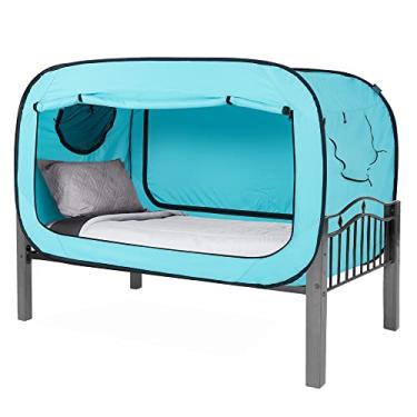Imagem de ANC POP Barraca de cama de solteiro, portátil, para crianças e adultos, barraca de dormir com 2 portas, respirável, espaço privado, azul-petróleo