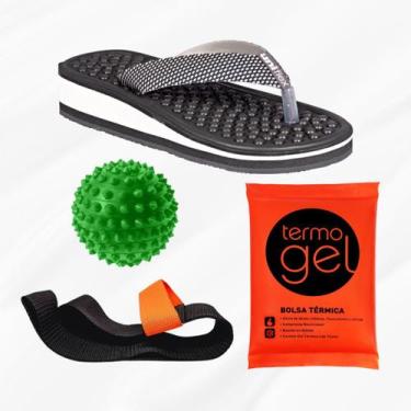 Imagem de Kit CHINELO UNIFLEX + FAIXA DE ALONGAMENTO + BOLSA GEL + BOLINHA MASSA