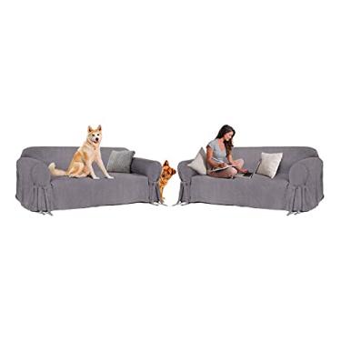 Imagem de Kit Capa Para Sofá De 3 E 4 Lugares Impermeável Acquablock Para Gato Cachorro Anti Unha Lar Decoração Cor:Cinza Grafite