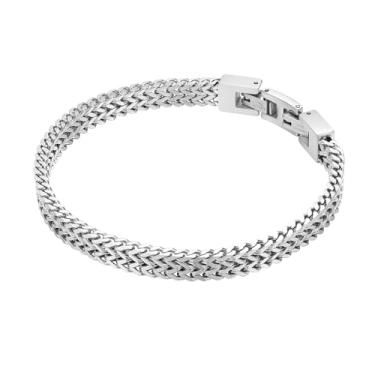 Imagem de Geoffrey Beene Pulseira masculina de aço inoxidável 6 mm Italian Link Franco, One Size, Aço inoxidável, Sem Pedra Preciosa