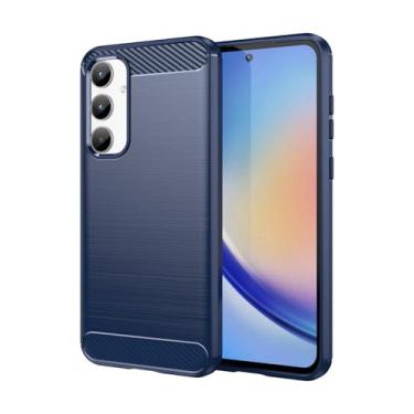 Imagem de GTBDEKI Capa para Galaxy A35 5G, capa para Samsung A35 SM-A356B, capa traseira de silicone fino à prova de choque de fibra de carbono resistente TPU macio para Samsung Galaxy A35 5G azul