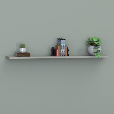 Imagem de Prateleira Suspensa Uno Line P/Decoração de Ambientes Sala de Estar Quarto Cozinha 160cm Off White - Olivar Móveis