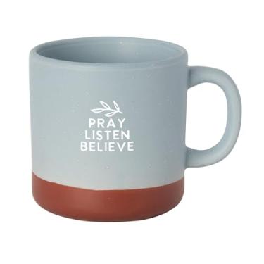 Imagem de Dexsa Caneca de designer Pray Listen Believe | Comporta 400 ml | Citação inspiradora | Seguro para lava-louças e micro-ondas | Café, chá, sopas, chocolate quente