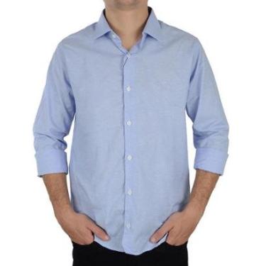 Imagem de Camisa Social Masculina Ogoch ML Essencial Slim Azul - 00152-Masculino