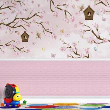 Imagem de Papel de Parede infantil flores e árvores borboletas encantadas - AloP