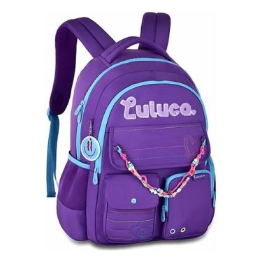 Imagem de Mochila Luluca Costa Grande Miçanga Notebook Bolsos Juvenil, Lilas