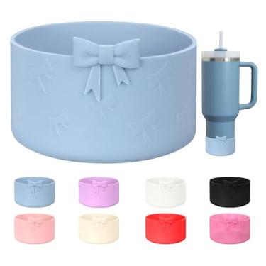 Imagem de ZXFYE Bota protetora de silicone Bow, compatível com Stanley 567.0-1,134.0 g Tumbler & Hydroflask 340.2-680.4 g, tampa antiderrapante protetor de para-choque para garrafas/copos com fundo de 7,2-7,6