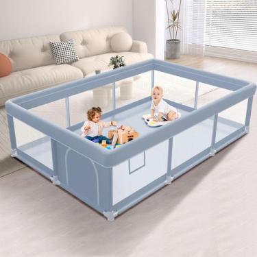 Imagem de Playpen Bebê XVISHX 188x127cm - Tecido Antialérgico Cinza
