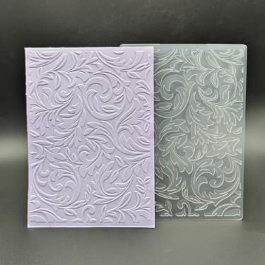 Imagem de Pasta de plástico em relevo, tamanho A6, padrão de folhas de samambaia, artesanato, impressões texturizadas de plástico para fazer cartões, scrapbooking