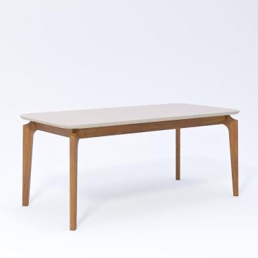 Imagem de Mesa Ficus 77cm x 90cm x 180cm Tampo em MDF Madeira/Off White