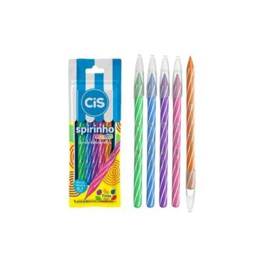Imagem de Kit 5 Caneta Esferografica Cis Spirinho Scents Cheirinho de Frutas