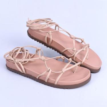 Imagem de Sandalia Feminina De Amarrar Papete Gladiadora Pelepincel, Nude, 38