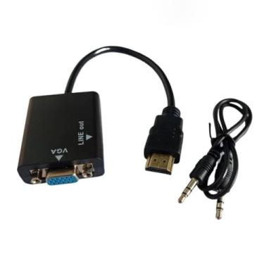Imagem de Kit Com 20 Cabo Conversor Adaptador Hdmi Para Vga Com Saida De Audio ST