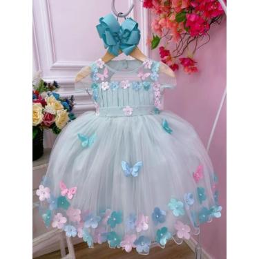 Imagem de Vestido jardim luxo encantado rosa azul festa infantil bosque lilas ve