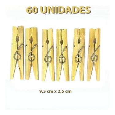 Imagem de Prendedor De Roupa Madeira Pacote com 60 Unidades Gigantão - AGUIA BRA