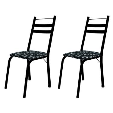 Imagem de Conjunto Com 2 Cadeiras Tubular Itália Preto/Floral Artefamol