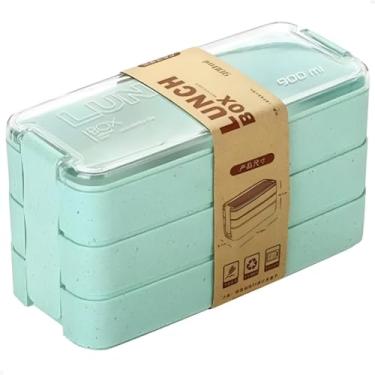 Imagem de Marmita Japonesa/Lancheira Lunch Box 900ml 3/3 em 1 - Pote para Almoço, Refeições e Lanches, Micro-ondas e Lava-Louças, BPA Livre