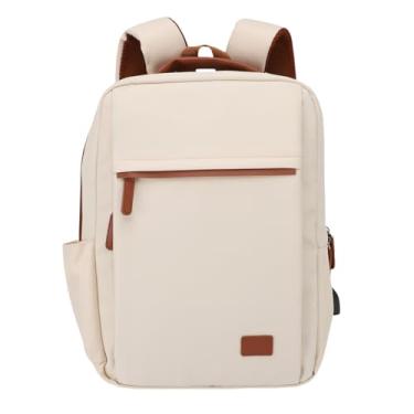 Imagem de Mochila de Laptop de Viagem, Laptops de Laptop de Viagem Backpack Com Porta de Carregamento USB, Mochila de Mochila de Mala para Laptop de 16 Polegadas 20-35L Capacidade (Bege)