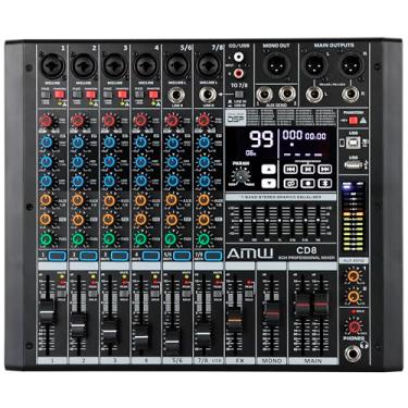 Imagem de AMW CD8 Mesa de Som Analógica 8 Canais 99 EFX Player Avançado Interface USB Independente