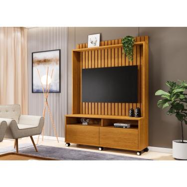 Imagem de Estante Home Estilos Para Tv Até 55 Polegadas -2 Portas e Nicho -Ripado -Rodizio