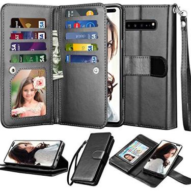 Imagem de Capa Njjex para Galaxy On5, [Nbrin] Capa híbrida de absorção de choque rígida fina e brilhante de duas camadas de borracha TPU + capa protetora resistente de plástico para Samsung Galaxy On5/G550, Preto