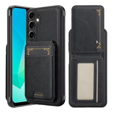 Imagem de HJZSZX Para Samsung A56 (5G) Capa de couro magnética luxuosa para celular com suporte tipo carteira (para Samsung A56 (5G)/preto)