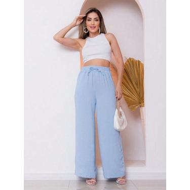 Imagem de A-Lows A&L Calça Feminina Wide Leg Flare Social Cintura Elástico Alfai