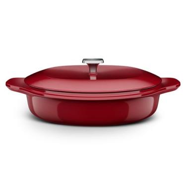 Imagem de Panela Wok de Ferro Fundido Esmaltado Electrolux Expert 30cm Vermelha