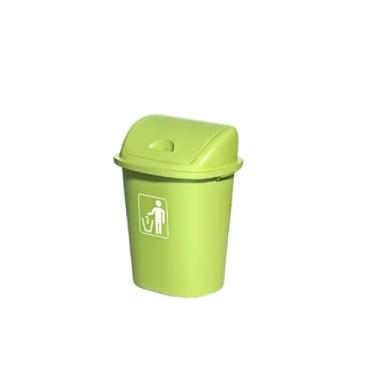 Imagem de Lixeira Lixeira de escritório com tampa agitadora, tamanho grande, grande capacidade, área externa, comercial, cozinha, sala de aula, lata de lixo especial com tampa Lixeira(Green with lid,30L)