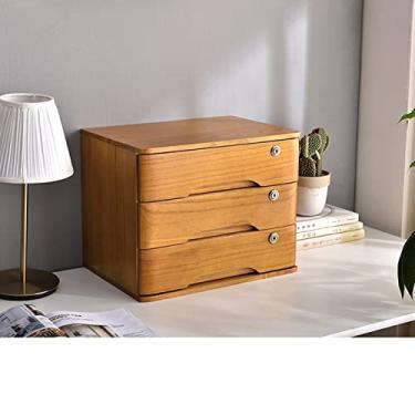 Imagem de Caixa de armazenamento de secretária com gavetas - arquivador de secretária, caixa de armazenamento de mesa de madeira com gavetas com fechadura, armário de secretária com gavetas, organizador