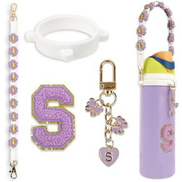 Imagem de Conjunto de pingentes de letras fofas compatível com garrafa de água Owala 680 g, 946 ml, 1,13 g, Owala Kids, copo de café Owala FreeSip – Inclui alça de alça, para acessórios Owala & Stanley Cup