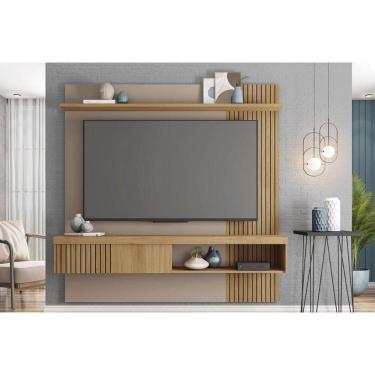 Imagem de Painel Home p/ TV até 65 Pol Jade Ripada 180x183cm Buriti/Fendi - Caemmun